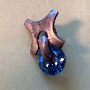 Blue Greek large rhinestone 925 sterling silver charm. Never worn. Kept in bag.